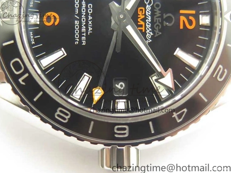 0306 Planet Ocean 600M Co-Axial GMT 43.5mm VSF 1:1 Best Edition Black Dial Orange Markers on SS Bracelet A8605 Super Clone Elegant 8024